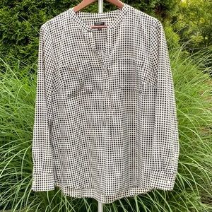 Talbots Black and White Houndstooth Blouse EUC